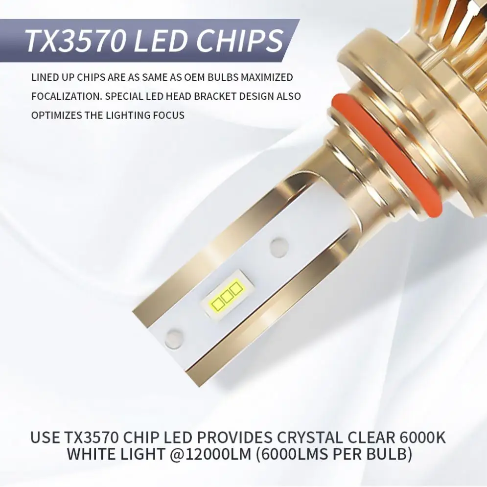 2 шт 9005/HB3 12000LM 6000K белый супер яркий TX3570 чип Автомобильные фары лампы IP67 водонепроницаемый для автомобилей/грузовиков/внедорожников/RV