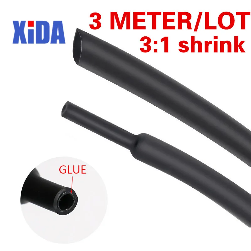 

3M/lots 3:1 Heat Shrink Tube with Glue Dual Wall Tubing Diameter 1.6/2.4/3.2/4.8/6.4/7.9/9.5/12.7mm Adhesive Lined Sleeve Wrap