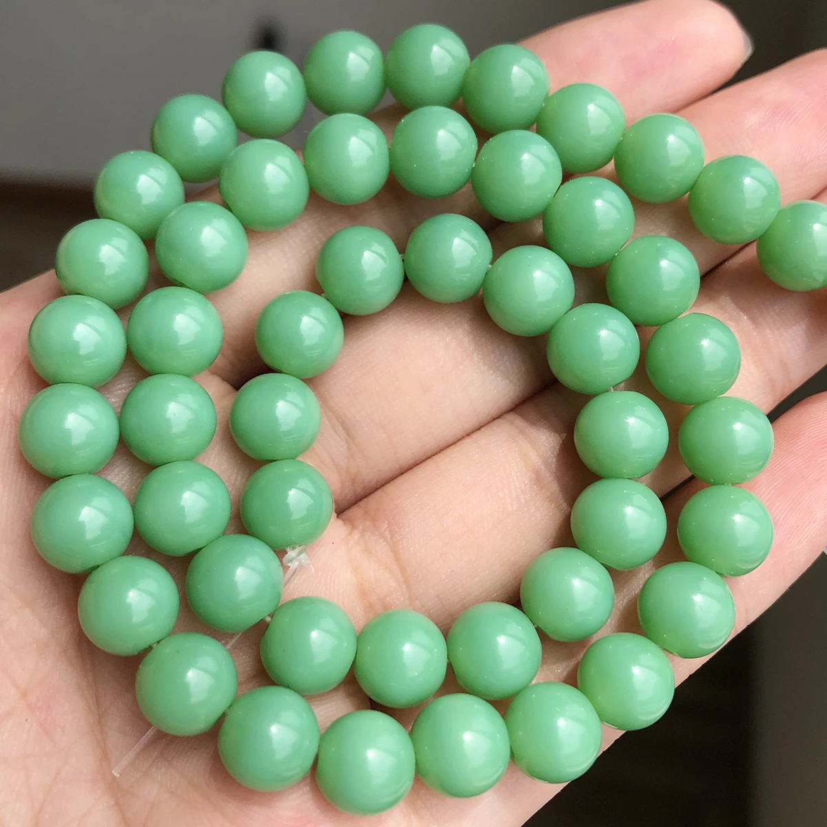 Wholesale Imitate Green Jade Glass Beads 8MM Loose Round Spacer