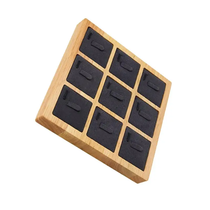 9-Grid Jewelry Storage Boxes Ring Organizer Rack Portable Rings Display Tray for Store Bedroom Dressing Room