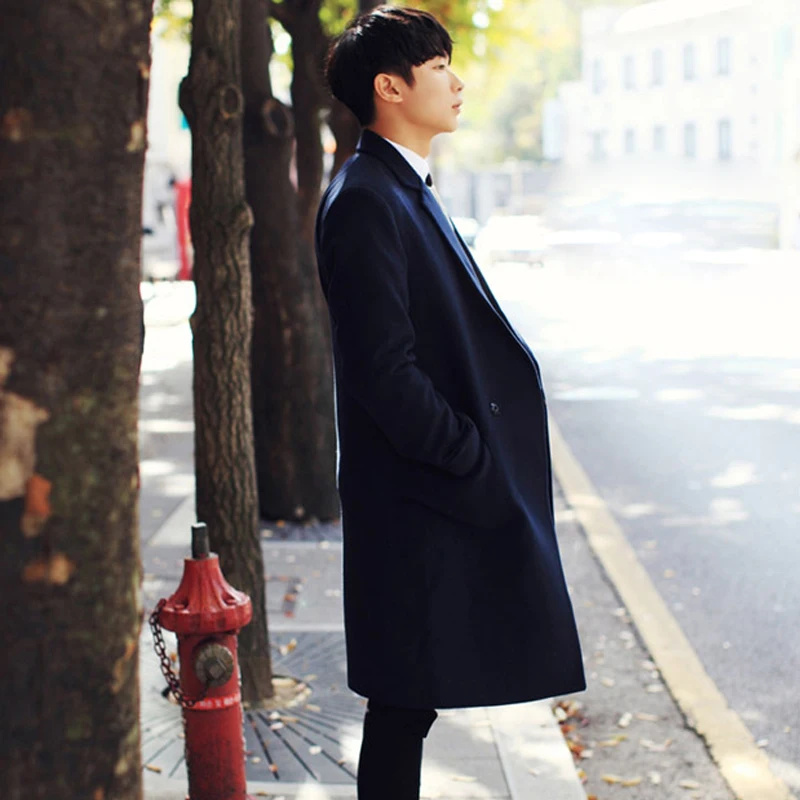 

New Autumn Winter Woolen Men Long Sleeve Warm Business Trench Coat Casacos Inverno Homens Plus Size LX1979