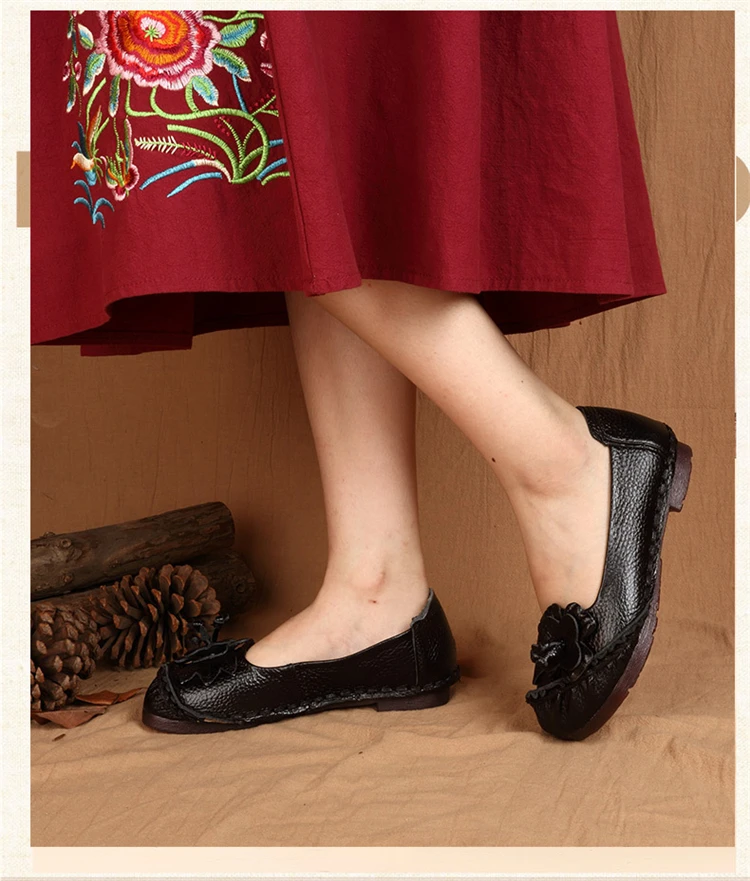Ethinc/женские лоферы из натуральной кожи в стиле ретро; мягкая повседневная женская обувь на плоской подошве с круглым носком без застежки с цветочным принтом; zapatos Mujer на платформе