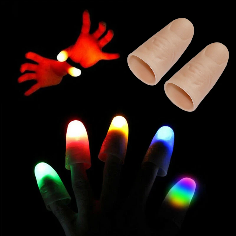 MAGIC FINGER 1 RED PAIR THUMB TIPS LITE FROM ANYWHERE MAGIC TRICK LIGHT ILLUSION 