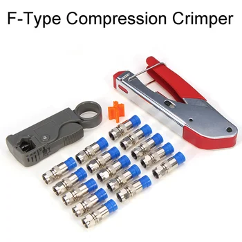 

Multifunction Cable Manual Crimping Tool Set Kit For F-Type Connector RG58 RG59 RG6 Coax Cable Crimper With Compression Plier