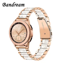 Ремешок для часов из нержавеющей стали и смолы 20 мм для samsung Galaxy Watch 42 мм/Active 40 мм/S2 классический быстросъемный ремешок из розового золота