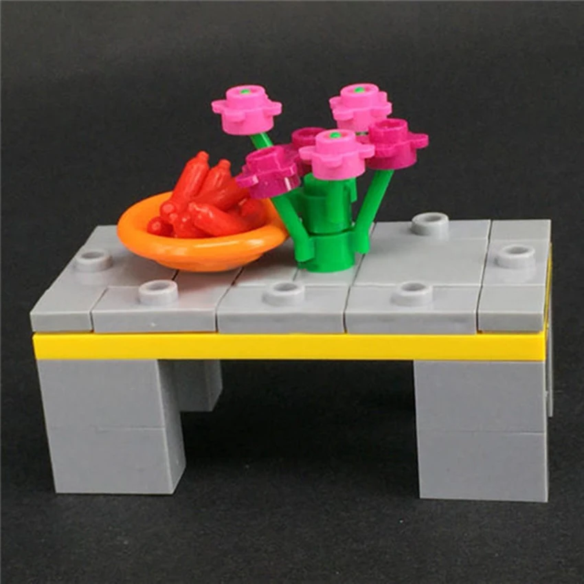 Legoeds Urban Home Building Block Restaurant Living room Furniture Table Chair Sofa MOC Accessories Brick Kids DIY Toy Gift (6)