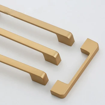 Placer Gold Kitchen Handle Luxury Fashion Cabinet Knobs Furniture Handles Wardrobe Door Pulls Gold Handle Cabinet Hardware