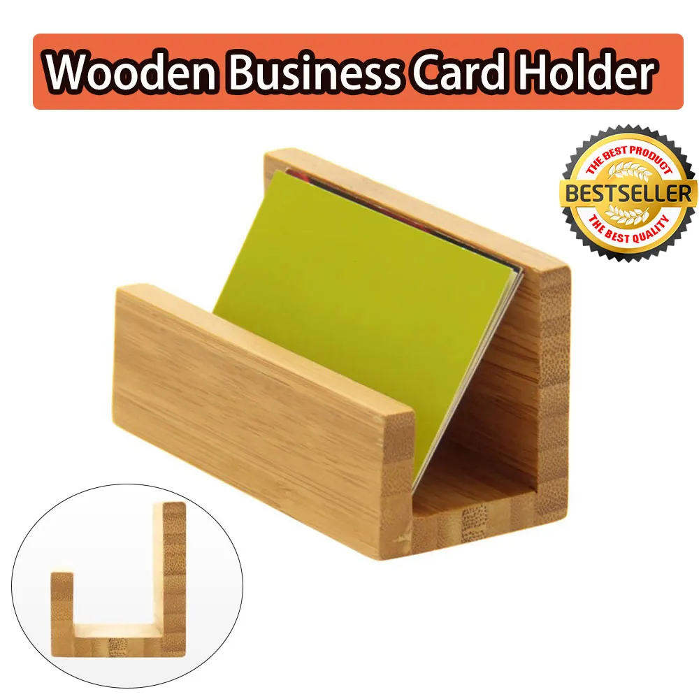 

10x5x5.7cm Wooden Business Card Holder Bamboo Wood Business Card storage Box for Desk Practical