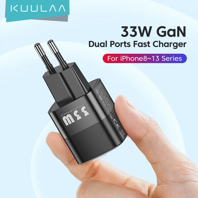 Устройство для быстрой зарядки KUULAA 33 Вт зарядное устройство GaN Type C USB iPhone 13 12 11 Max Pro