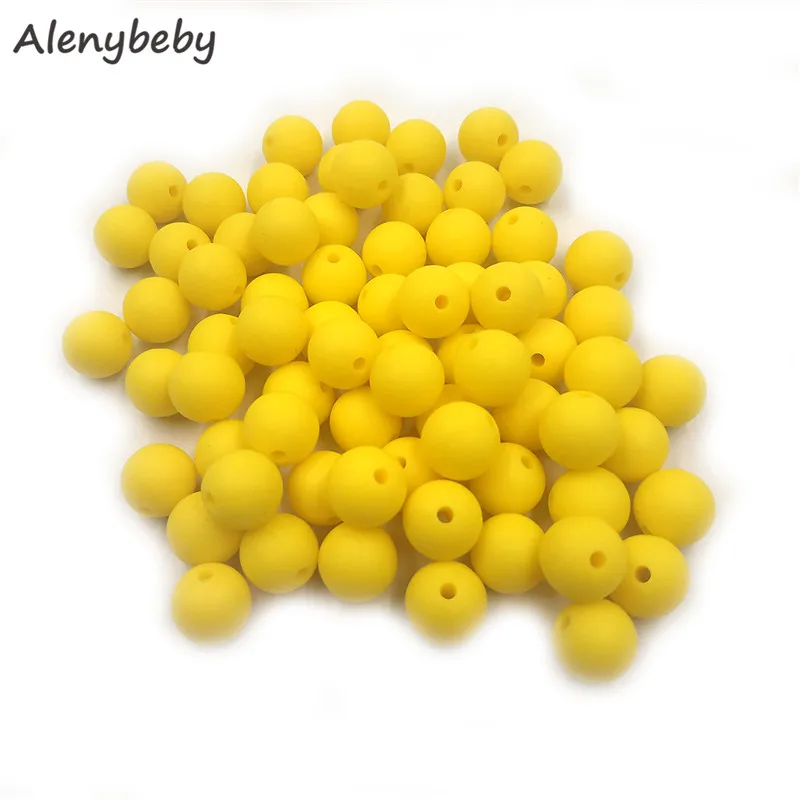 

Bright Yellow Color Food Grade Silicone Round Beads 12/15mm Baby Teething Necklace DIY Pacifier Chain Care Infan Teether Product