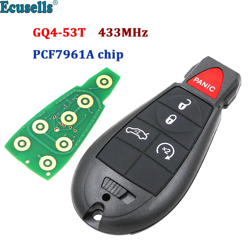 4 + 1/5 кнопки дистанционный ключ брелок 433 МГц чип PCF7961A для Dodge RAM 1500 2500 3500 2013-2018 с