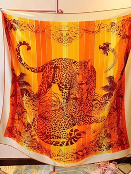 

2020 New Luxury Cashmere Silk-blend Scarf Fashion Shawl Scarves Coat Wraps for Women High Quality Jungle Flower Leopard Print