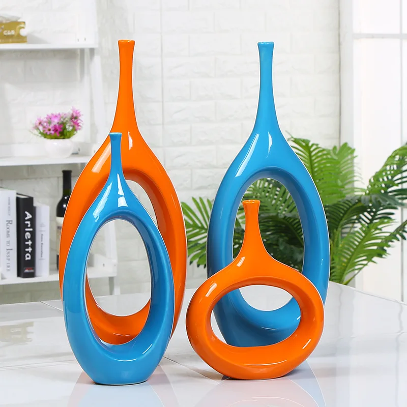 

Modern Creative Hollow Ornaments Ceramic Vases Living Room Home Vases Ornaments Crafts Jarrones Decorativos Moderno