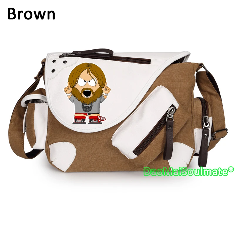 Brown 5 Мужская Холщовая Сумка на плечо для студентов, борцов, Джон сена, мужская сумка-мессенджер, Рэнди Ортон, школьные сумки для ноутбука - Цвет: Brown 5