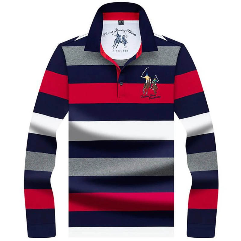 

New polos Spring Autumn Long Sleeve Men's Polo Shirt High quality brand stripe shirt polo men Business casual polo shirt tops
