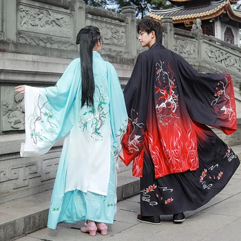 

Fox Embroidery Hanfu Couple Suit Mens Knight Cosplay Chinese Traditional Ancient Folk Dance Costume Ladies Fairy Costume DL6413