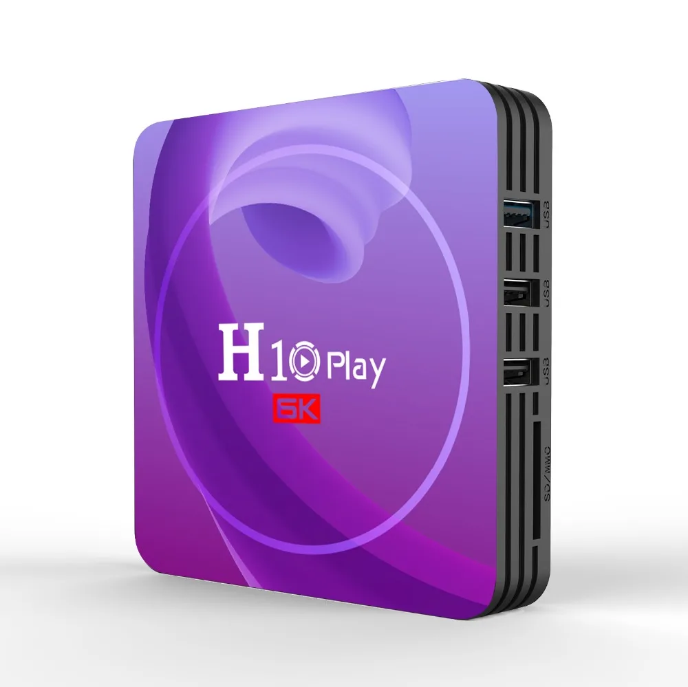 H10 Play Wi-Fi ТВ коробка 6k HD 4 ядра 64 бит Android 9,0 медиа-бокс, 4 Гб оперативной памяти, 32 Гб встроенной памяти, несколько Язык медиа Поддержка Декодер каналов кабельного телевидения