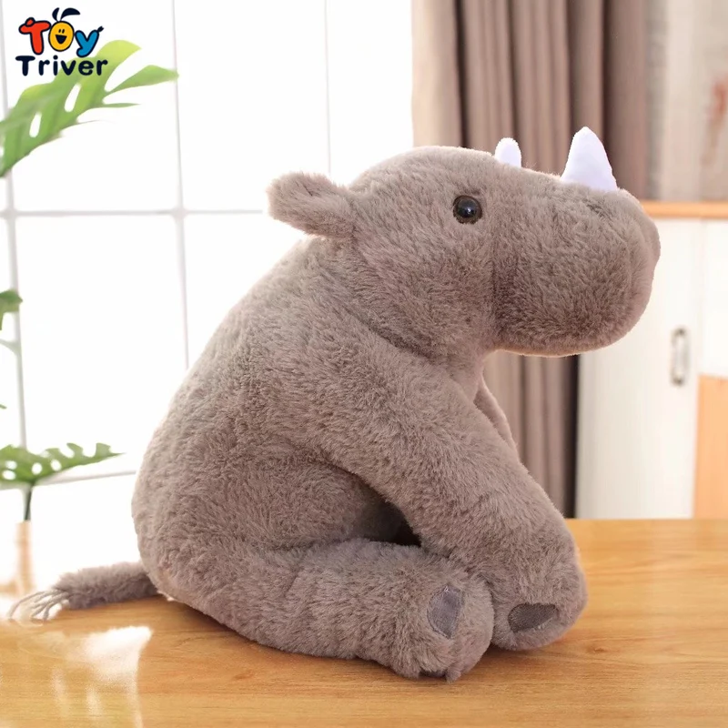 Kawaii Rhino Plush Toy Triver Stuffed Wild Animals Doll Baby Kids Children Boy Girl Toys Birthday 4