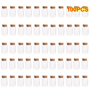 

100 pcs Hot Selling 47*70MM 80ML Empty Glass Bottles Jars with Cork Stoppers for DIY Craft Decorative Container Drop Ship