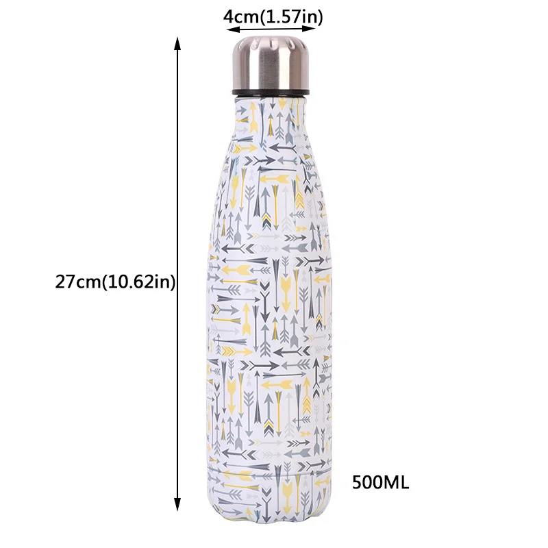 Спортивная бутылка для воды из нержавеющей стали Cola, термос для питья, чашка для пеших прогулок на открытом воздухе, посуда для напитков, Рождественский подарок 500 мл