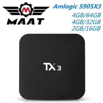 

MAAT TX3 Amlogic S905X3 4GB Ram 64GB Rom Smart TV Box Quad Core H.265 8K 5G Dual Wifi USB3.0 HDR Set Top Box Android 9.0 TV Box