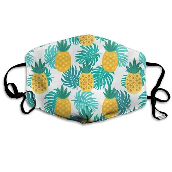 

Cute Seamless Pattern With Pineapple Washable Reusable Mask, Cotton Anti Dust Half Face Mouth Mask For Kids Teens Men Women