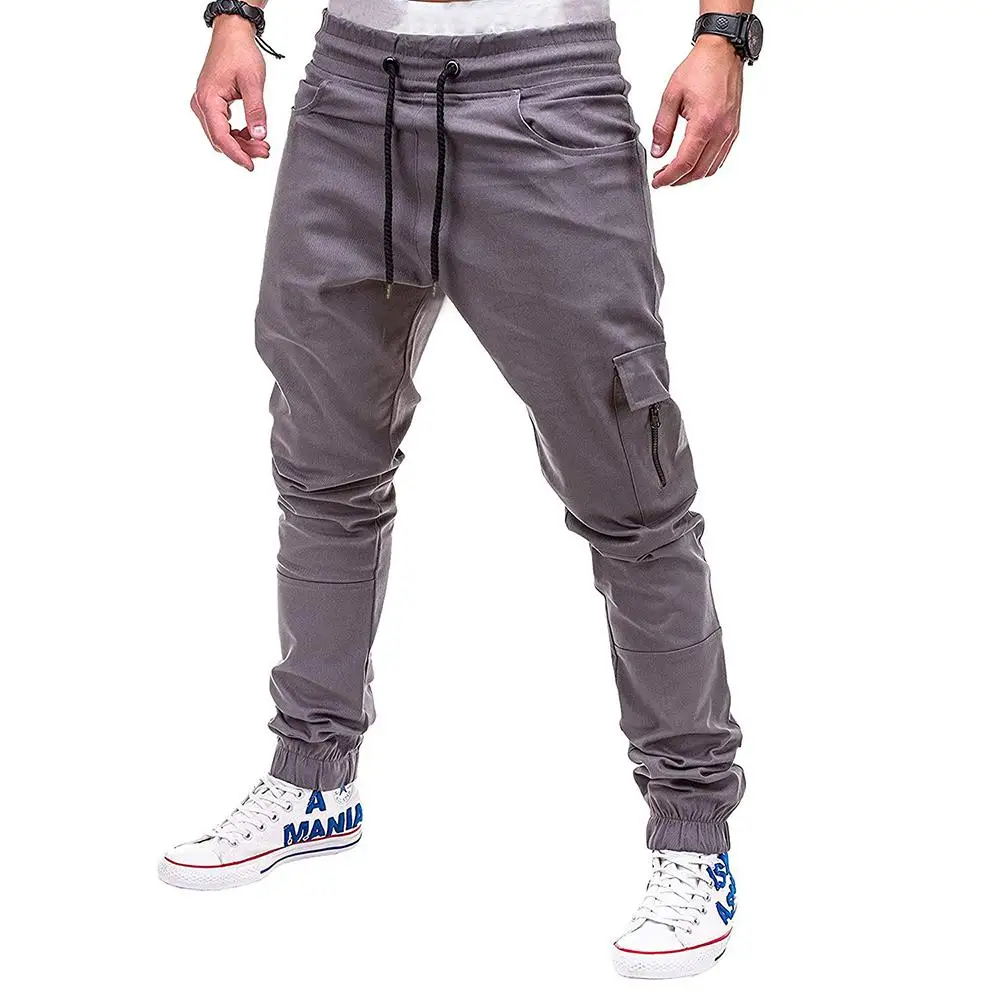 

Casual Trousers Sportswear Sweatpants Joggers Pants for Men Solid color Side pockets Zippered tether Bundle