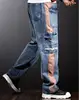 Multi-Pocket Loose Cargo Jeans Men Straight Fashion Wide-Legged Denim Pant Patchwork Baggy Jeans Size 29-40 6