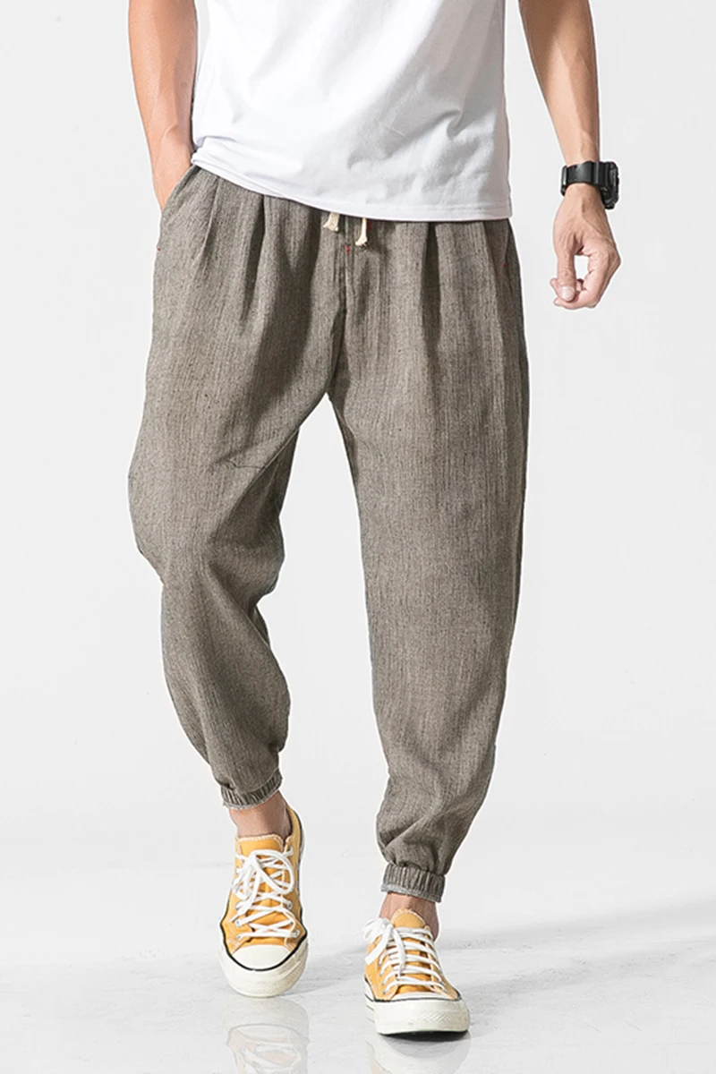 Japanese thin bloomers, linen pants, cotton and linen harem pants men  harajuku fashion  japanese fashion mens hip hop clothing