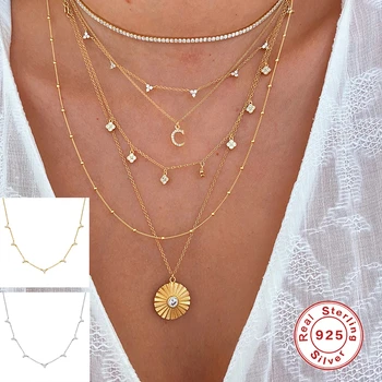 

MARY Luxury 925 Silver Sterling Necklace Fashion Pendant Chain Necklace Women collares mujer collier femme Couple Gift