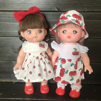 

Mellchan Doll Leggie Cherry Dress Headband 25cm Doll Clothes Accessories Strawberry Hat Set Baby Clothes