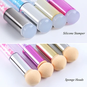 

Rhinestone Nail Art Brush Handle Sponge Silicone Double Headed Gradient Brushes Pen Nails Manicure Tool