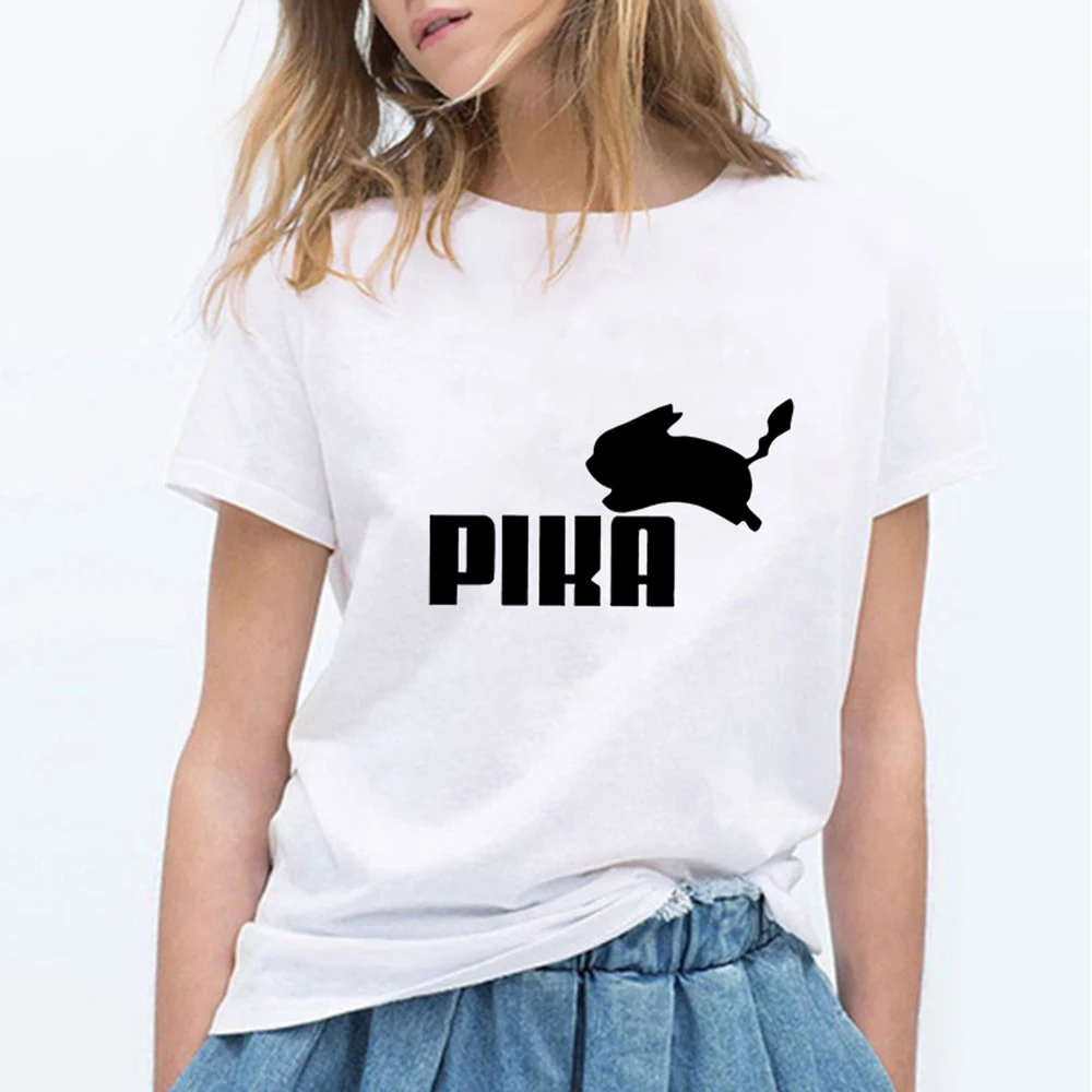 19bk545-black Новые модные женские туфли футболки Pokemon kawaii футболка аниме Pika Для женщин футболка Пикачу футболка хлопок короткий рукав для девочек Футболки-топы - Цвет: 19bk545-black
