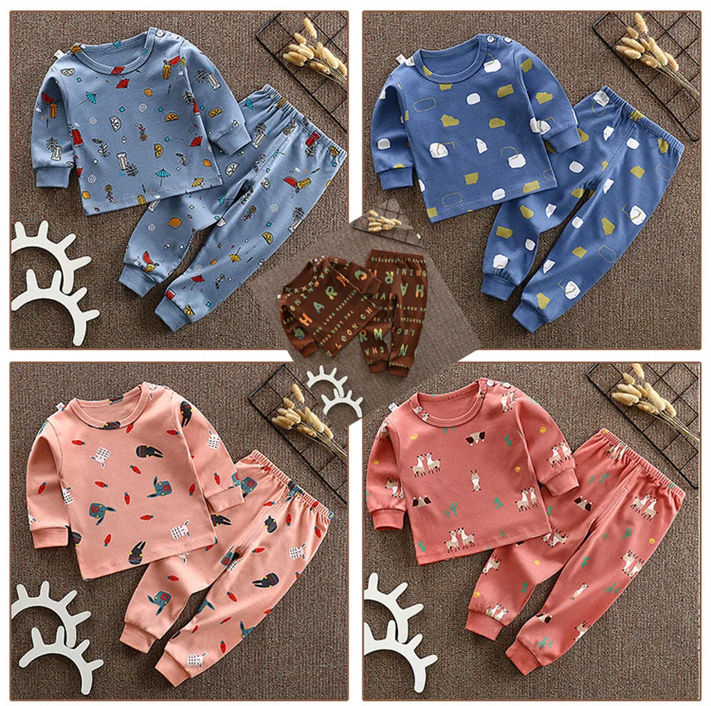 

toddler girl winter clothes cotton Long Sleeve Cartoon Leisure Wear Pajamas casual girls fall outfits o-neck roupa infantil
