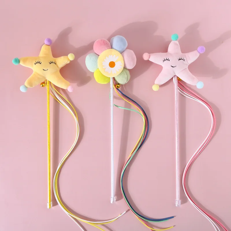

Cat Toy Pet plush Starfish Flower Tassel Bell Funny Cat Stick Cat Interactive Toys