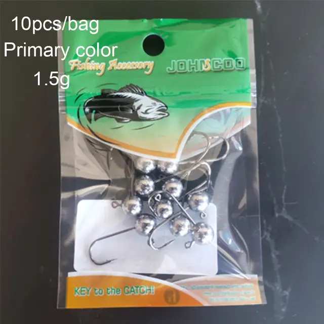 10pcs Luminous Rockfish Hook  Fishing Jigging Bait Lead Head Hook Round Head Barb Perforated Hook 1g 15g 2g 3g 5g 7g Primary color - 1.5g