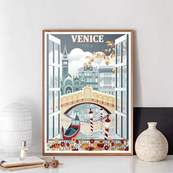 

Venice Italy print Gondola CITY ART Canvas poster No Frame