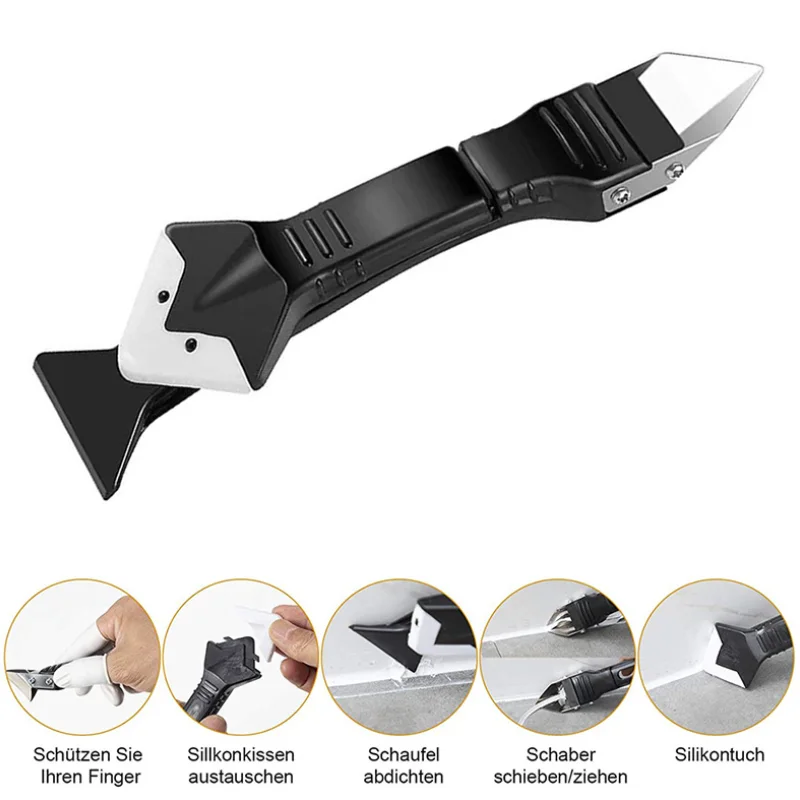 5 In 1 Silicone Remover Caulk Finisher Sealant Smooth Scraper Grout Kit Tools with Seam Tape Plastic Hand Tools Set Accessories
