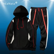 Зимние спортивные костюмы для мужчин в стиле хип-хоп, толстовки с капюшоном и штаны, тренировочные костюмы, Осенние повседневные мужские комплекты спортивной одежды для бега