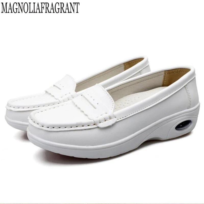

Spring Mother Casual Women Thick Flats Shoes Casual Comfort Low Heels Flat Loafers Slip-Resistant Platform Nurse Shoes y631