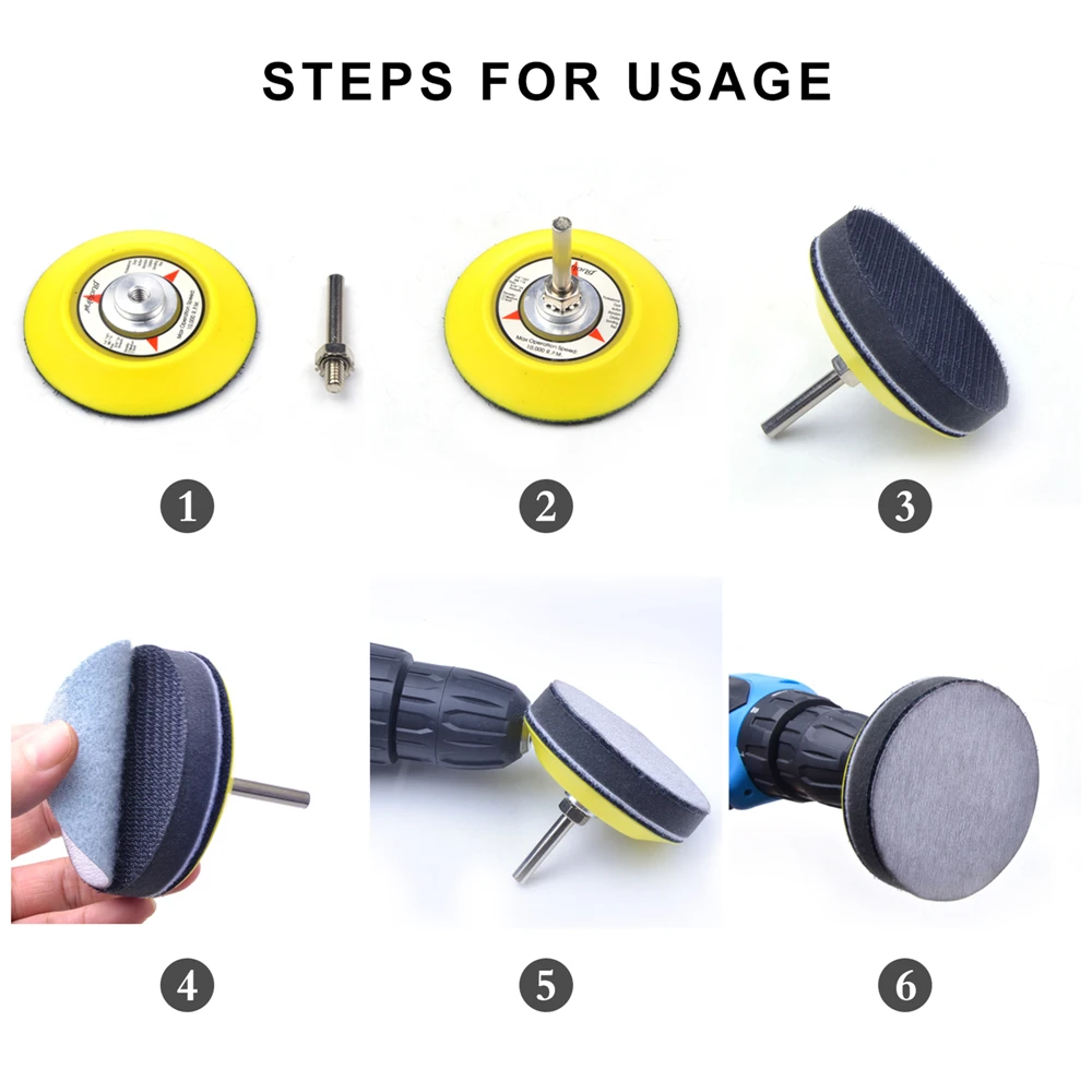 POLIWELL 30 шт 3 ''75 мм Смешанные шлифовальные диски, круглые абразивные сухие наждачные бумаги+ 6 мм хвостовик, Задняя накладка для полировки металла и дерева