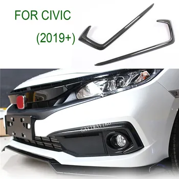 

A Pair Carbon Fiber Style Front Fog light Eyebrow Cover Trim Fit For Honda For Civic 2019+
