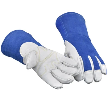 

Luvas de soldadura resistentes ao calor perfeitas para soldador/cozimento/lareira/manipulação animal/churrasco 13 polegadas luva