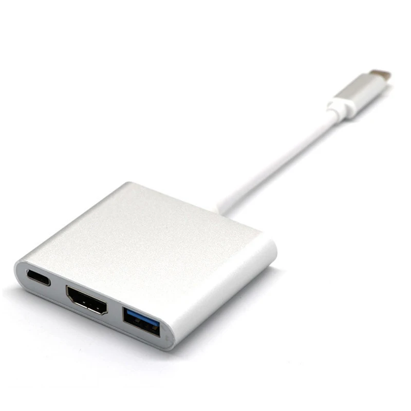 3 в 1 Usb c HDMI type c Hdmi mac 3,1 конвертер адаптер type c в hdmi HDMI/USB 3,0/type-C Алюминиевый адаптер для Apple Macbook