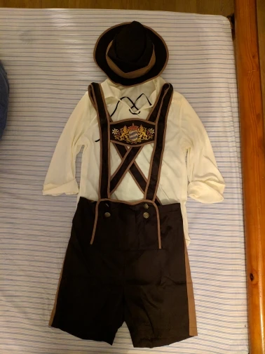 Oktoberfest Beer Costume Set - Bavarian Outfit Shirt, Lederhosen, Hat - Size M-3XL image 5