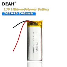 1/2 sztuk 3.7V komórki Lipo 702050 700mah akumulator litowo-polimerowy do MP3 GPS długopis z funkcją nagrywania światła LED przyrząd kosmetyczny