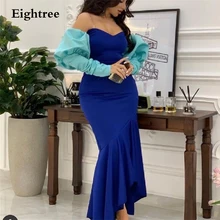 

Simple Blue/Green Short Saudi Arabia Bridal Prom Dresses Long Sleeves Sweetheart Evening Dress Formal Night Party Gowns Vestidos