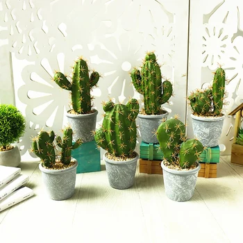

fake succulents plants decoration cactus artificial plants with pot bonsai greenry for home and garden art craft supplies 1pc