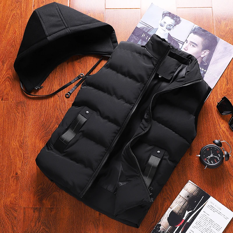 Crocodile brand Men Winter Hooded Sleeveless Jackets Stylish Plus Size Windproof Warm Waistcoat