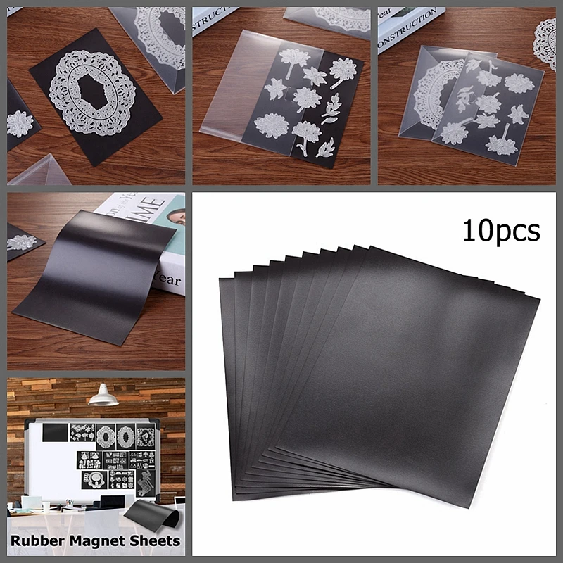 A4 Size 10pcs/set Rubber Soft Magnet Sheets For Crafts Cutting Dies Storage  Easy To Cut Strong Flexible Black Magnetic Mats 2021